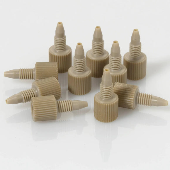 Fingertight One Piece 10-32 PEEK™ Male Nut/Ferrule for 1/16" OD Tubing, 10/pk, Comparable to Agilent # 5063-6591, ED020005, 016325
