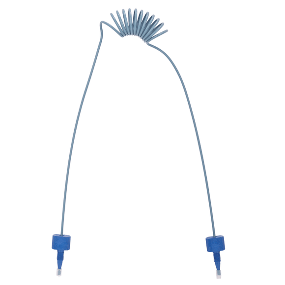 Tubing, PEEK, Coiled, 0.010 (0.25 mm) ID, 1/16th inch (1.6 mm) OD. 1225 mm length, HPLC grade, solid blue, with tubing connectors 1 EA.