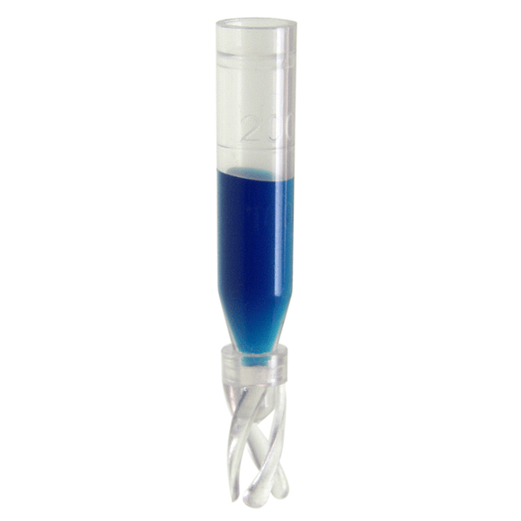 Inserts, Low Volume for Vials, Plastic. Translucent, 300ul fill volume with a conical, precision point and 6x29mm outer dimensions with plastic spring attached. For use in 2ml autosampler vials. LCMS Compatible. 100/PK.