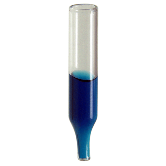 Inserts, Low Volume for Vials, Glass. Clear, Deactivated, 300ul fill volume with conical point and 6x31mm outer dimensions. Self aligning, for use in 2ml autosampler vials. 100/PK.