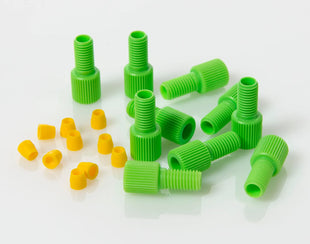 Fitting 1/4-28 Green Delrin® Male Nut/Yellow ETFE Ferrule for 1/8" OD Tubing, 10/pk