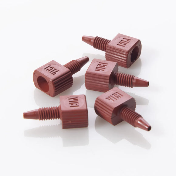Nut 10-32 One Piece Red PEEK™ Male for 1/16" OD Tubing, 5/pk