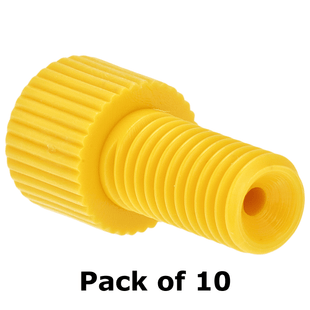 Tubing Connector Fittings, Low Pressure, 1/16", Delrin, Yellow with 1/4-28 Screw Threads, for use with Flange Free, polymeric tubing 10/PK.