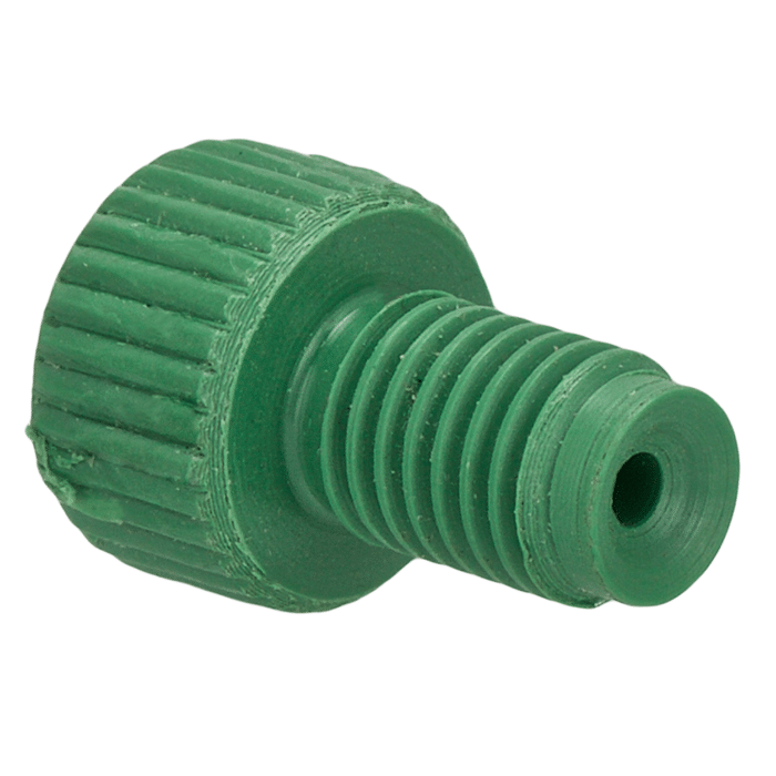 Tubing Connector Fittings, Low Pressure, 1/16 inches, PEEK, Green with 1/4-28 Screw Threads, for use with Flange Free, polymeric tubing 1 EA.