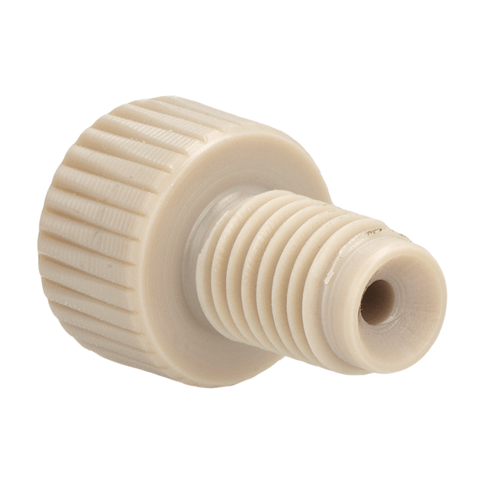 Tubing Connector Fittings, Low Pressure, 1/16 inches, PEEK, Natural with 1/4-28 Screw Threads, for use with Flange Free, polymeric tubing 1 EA.