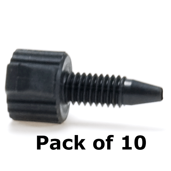 Tubing Connector Fittings, High Pressure, One Piece, 1/16, Carbon PEEK Endure, Black, Small Head with 10-32 Screw Threads. Finger Tighten, 10/EA.