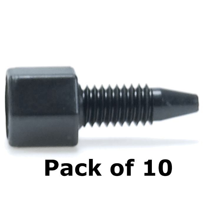 Tubing Connector Fittings, High Pressure, One Piece, 1/16, Carbon PEEK Endure, Black, Large Hex Head with 10-32 Screw Threads. Finger Tighten, 10/EA.