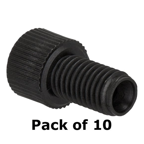 Tubing Connector Fittings, Low Pressure, 2 mm, Carbon PEEK Endure, Black with 1/4-28 Screw Threads, for use with capillary tubing 10/EA.