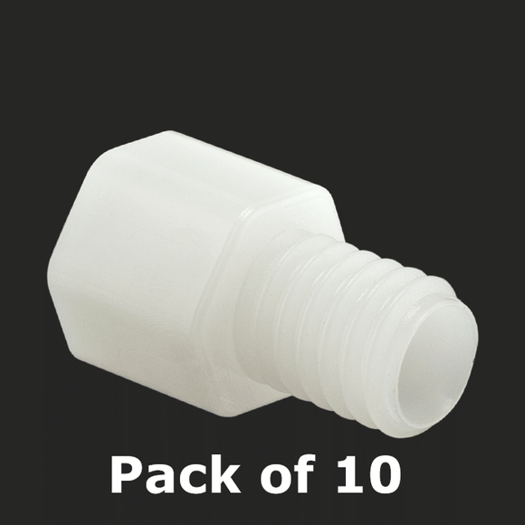 Tubing Connector Fittings, Low Pressure,  2mm, POM Endure, Black with M6 Screw Threads, for use with capillary tubing 10/EA.