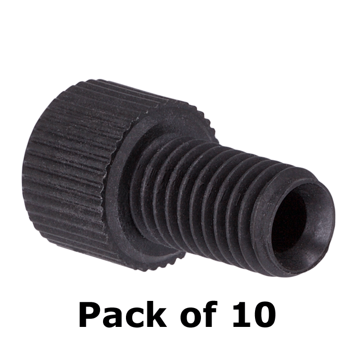 Tubing Connector Fittings, Low Pressure, 1/8 inch, Carbon PEEK Endure, Black with 1/4-28 Screw Threads, for use with Flange Free, polymeric tubing 10/EA.