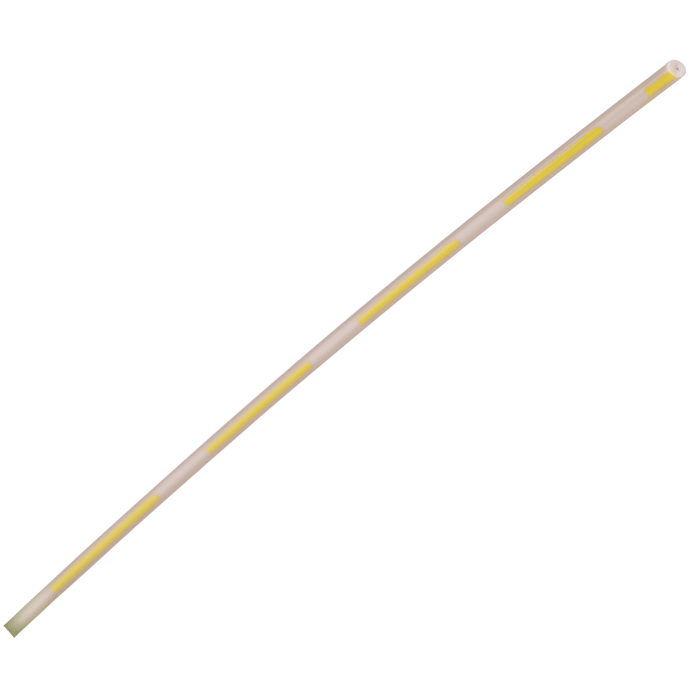 Tubing, PEEK, 0.007 inch (0.18 mm) ID, 1/16th inch (1.6 mm) OD, Super-T grade, yellow intermittent stripes, 5 meter roll