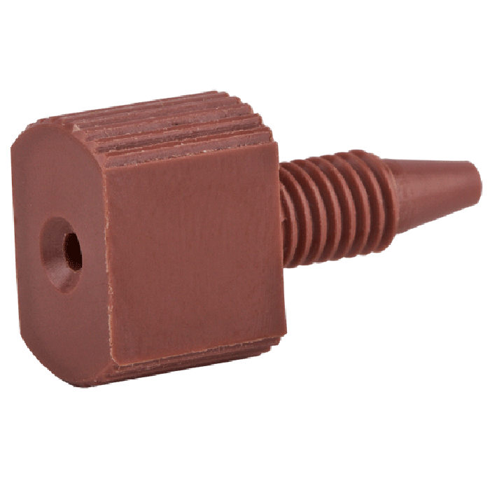 Tubing Connector Fittings, High Pressure, One Piece, 1/16, PEEK, Red, Large Combihead with 10-32 Screw Threads. Finger or wrench Tighten