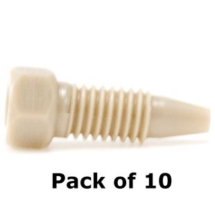 Tubing Connector Fittings, High Pressure, One Piece, 1/16, PEEK, Natural, Small Hex Head, Long Length and 10-32 Screw Threads. Wrench Tighten, 10/EA.