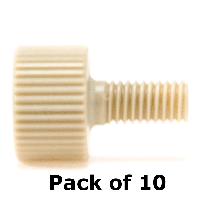 Tubing Connector Fittings, High Pressure, Two Pieces, 1/16", PEEK, Natural, Large Head, Standard Length and 10-32 Screw Threads. Use with Single Cone Ferrules. Finger Tighten, 10/PK