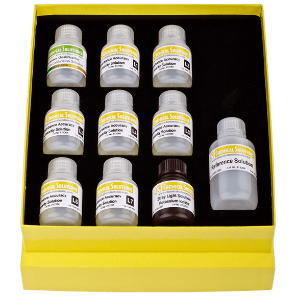 UV-vis Calibration Test Kit, Complete. Includes NIST Traceable Solutions, Software