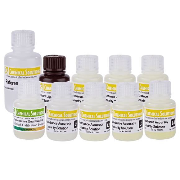 UV-vis Calibration Solutions. Replacement Set of Solutions for use with UV-vis Calibration Kit