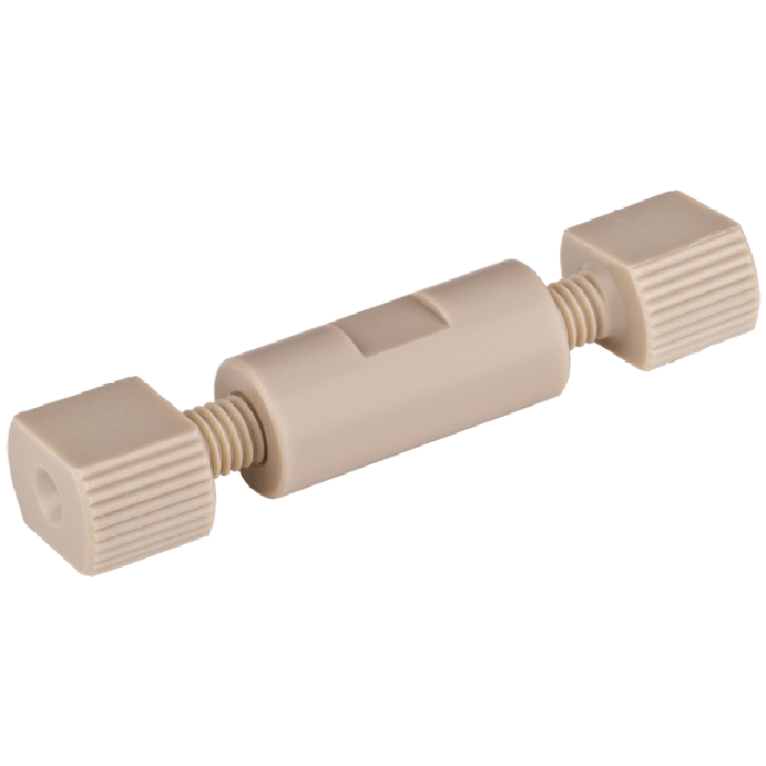 Union, Connector Kit, straight, high pressure, 0.30 mm / 0.012 inches through hole with 10-32 screw threads. PEEK, straight line flow pattern. Use with 1/16th inch tubing 1 EA.