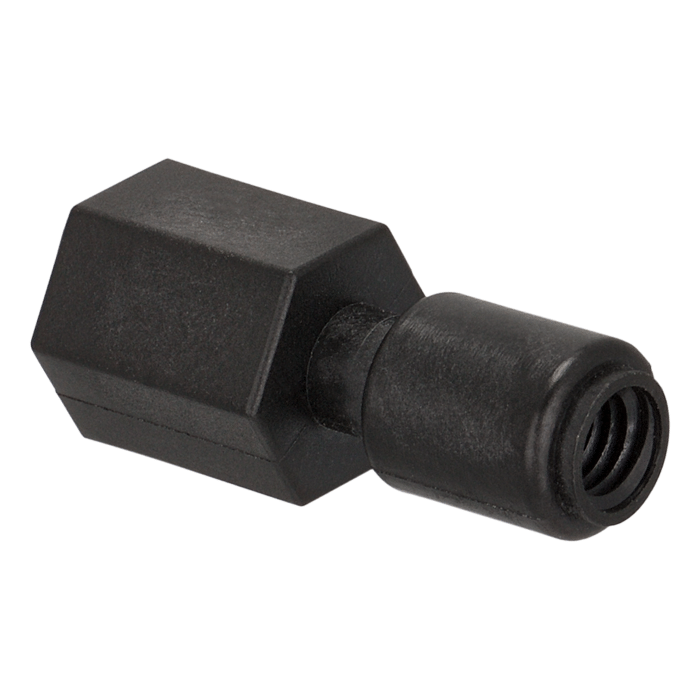 Union, Connector, Low Pressure, 1.0 mm Through Hole with 10-32 to 1/4-28 Reducing Screw Threads. Carbon PEEK Endure. Use with 1/16 Tubing 2/EA.