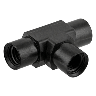 Union, Connector, Tee, Low Pressure, 1.0 mm Through Hole with 1/4-28 Screw Threads, Carbon PEEK Endure, Round with an Internal T. Use with 1/16 Tubing 2/EA.
