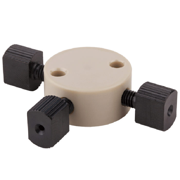 Union, Connector Set, Tee, high pressure, 0.30 mm / 0.012 inches through hole with 10-32 screw threads. PEEK, round with an internal T. Use with 1/16 inch tubing 1 EA.
