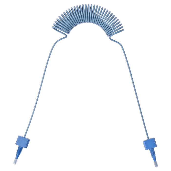 Tubing, PEEK, Coiled, 0.010 (0.25 mm) ID, 1/16th inch (1.6 mm) OD, 2060 mm length, HPLC grade, solid blue, with tubing connectors 1 EA.
