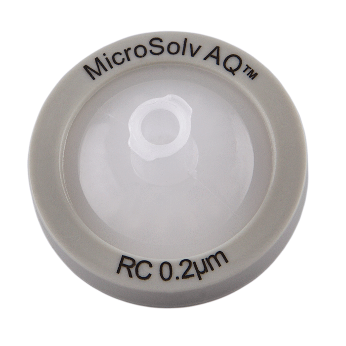 Syringe Filters, 25mm, Regenerated Cellulose (RC), 0.22um Pore Size. Grey Polypropylene, 100/PK.