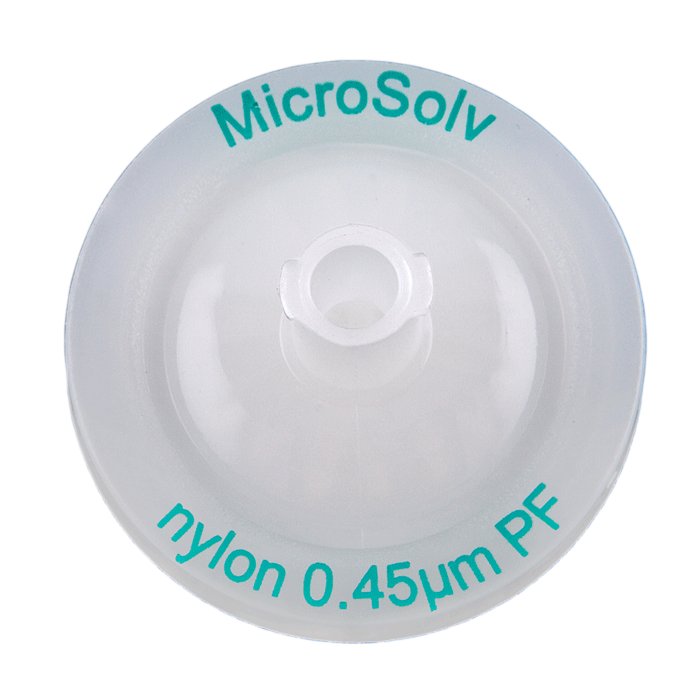 Syringe Filters, 25mm, Nylon, 0.45um Pore Size with a Pre-Filter . White/Green Polypropylene, 1000/CS.