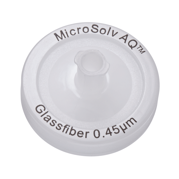 Syringe Filters, 25mm, Glassfiber, 0.45um Pore Size. White/Grey Polypropylene, 50/PK.