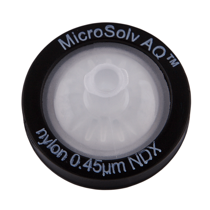 Syringe Filters, 25mm, Nylon, w/ Multi-Depth Pre Filters, 0.45um Final Pore Size. Black with White Polypropylene, 1000/CS.