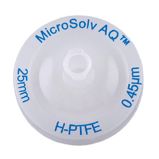 Syringe Filters, 25mm, H-PTFE, 0.45um Pore Size. White/Blue Polypropylene, 100/PK.
