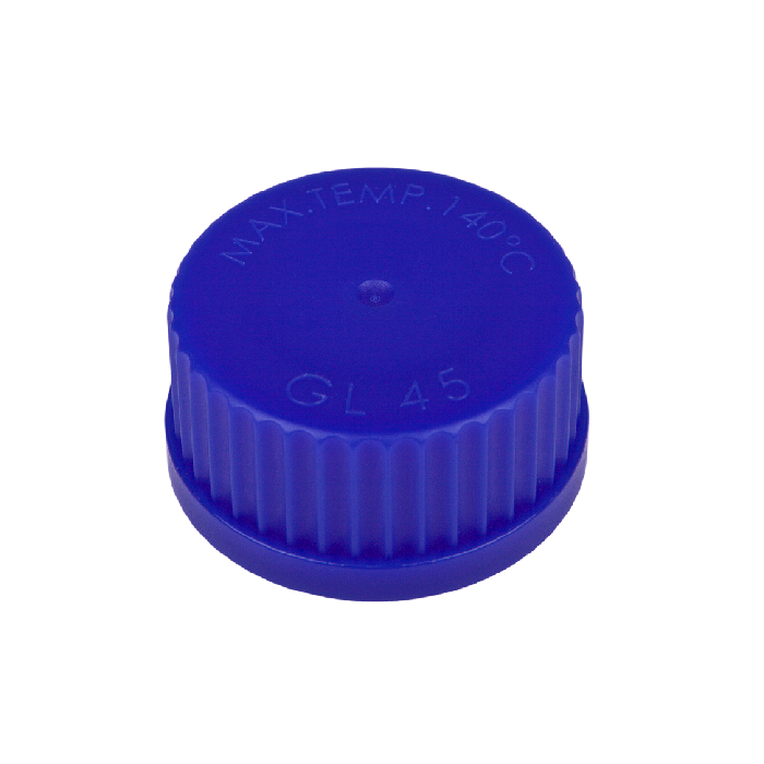 Cap, Screw Top, GL45 Threads, Blue, Solid without a Liner 1 EA.