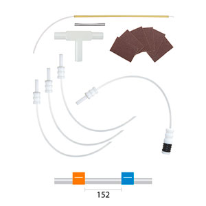 HF-resistant Internal Standard Kit with orange/blue Contour Flared End PVC 
tubing