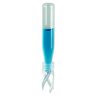 Inserts, Low Volume for Vials, Glass. Clear, Deactivated, 100ul fill volume with a conical, precision point and 5x30mm outer dimensions with plastic spring attached. For use in 8mm, Push Top, 1ml autosampler vials. 100/PK.