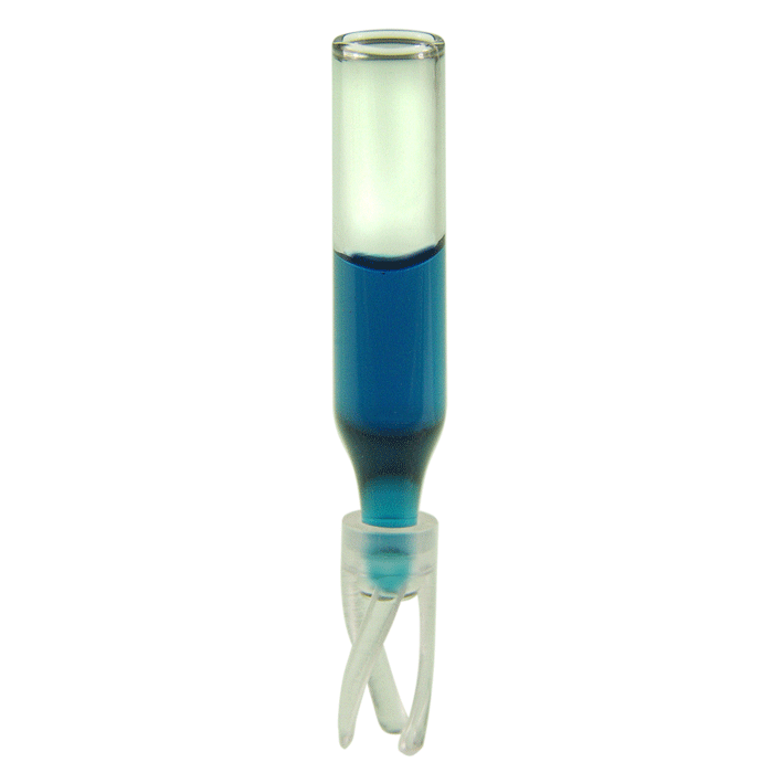Inserts, Low Volume for Vials, Glass. Clear, 300ul fill volume with a wider, conical point and 6x29mm outer dimensions with plastic spring attached. For use in 2ml autosampler vials. 1000/CS.