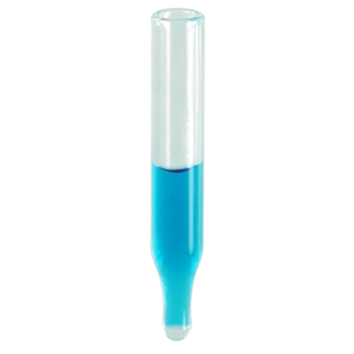 Inserts, Low Volume for Vials, Glass. Clear, 100ul fill volume with a conical, precision point and 5x31mm outer dimensions. For use in 8mm, narrow mouth, 2ml autosampler vials. 100/PK.
