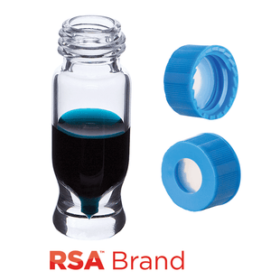 Vial & Cap Kit Includes 100 EA 1.2ml, MRQ, Screw Top, Clear RSA™ Autosampler Vials and 100 EA matching Screw Caps with Clear AQR Silicone Rubber / Clear PTFE, ultra-pure Septa, fitted in the Light Blue Caps. RSA Brand  1 PK.