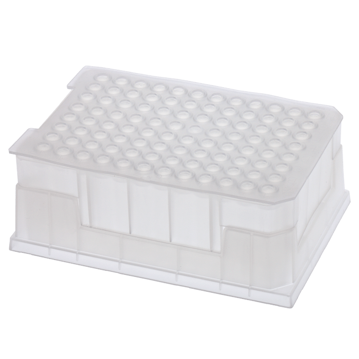 Micro-Sample Management System. This set includes 96, 1000ul Precision, Glass Inserts with wide conical points in a Rack with a Base and a Silicone Rubber, Plug Style Sealing Mat, 1/PK.