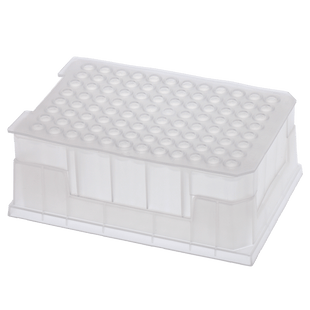 Micro-Sample Management System. Complete Set, includes 96 individual, 1mL glass Inserts with RSA-Pro X surfaces in a Rack and Base plus a matching Silicone Rubber, Pre-Slit plug style, Sealing Mat, 1 EA.