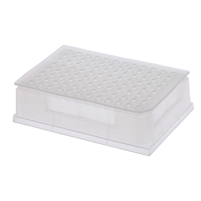 Micro-Sample Management System. Complete Set, includes 96 individual, 350uL glass Inserts with RSA-Pro X surfaces in a Rack and Base plus a matching Silicone Rubber, Pre-Slit plug style, Sealing Mat, 1 EA.