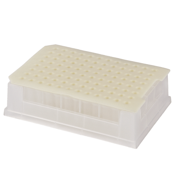 Micro-Sample Management System. Complete Set, includes 96 individual, 500uL glass inserts with RSA-Pro X surfaces in a Rack and Base plus a matching Solvent Resistant, Polymeric plug style, Sealing Mat, 1 EA.