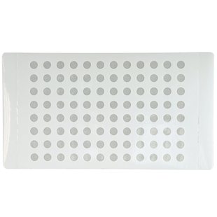 Film, Zone Free, Sealing for Micro-Sample Management System or 96 Well Plates. 70um polyethylene top layer and inert white layer / Adhesive Free Zones, 50/CS.