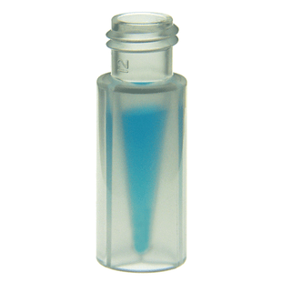 Vials, Screw Top, Plastic. Clear, 300ul MicroVial, LCMS Compatible, 9-425mm threads, 12x32mm outer dimensions. For use as an autosampler vial. 100/PK.