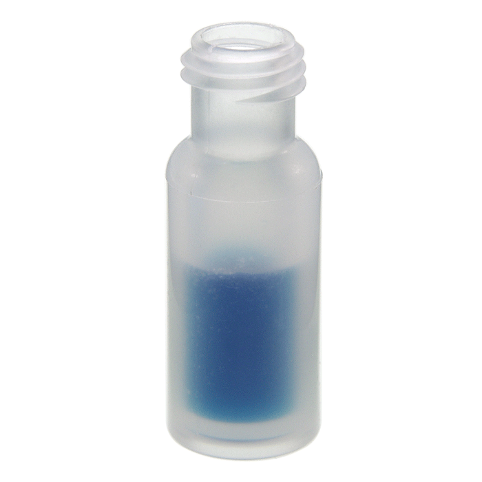 Vials, Screw Top, Plastic. Clear, 700ul MicroVial, LCMS Compatible, 9-425mm threads, 12x32mm outer dimensions. For use as an autosampler vial or storage bottle. 100/PK.
