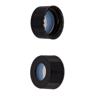 Caps, Screw Top, with Silicone Rubber / PTFE, ultra-pure, Pre-Slit Septa, fitted in knurled, polypropylene, Black Caps. For use with 9-425mm thread, 12x32mm autosampler vials, 100/PK.
