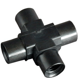 Union, Connector, Cross, High Pressure, 0.50 mm Through Holes with 10-32 Screw Threads. Carbon PEEK Endure. Use with 1/16 Tubing 1 EA.